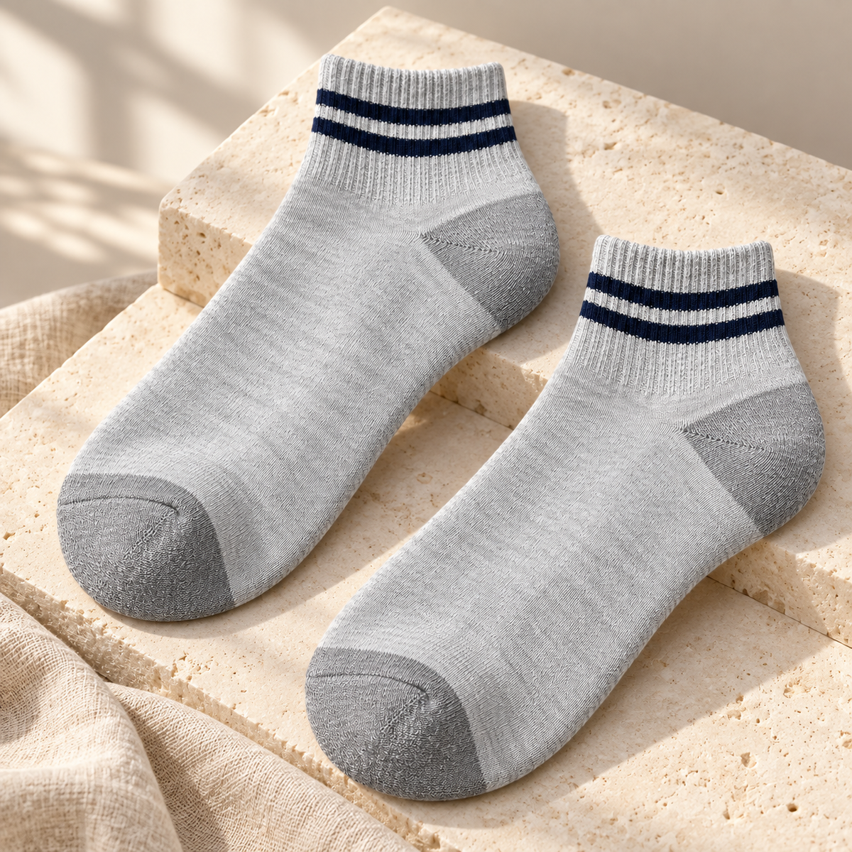 Weanave Striped Cotton Blend Ankle Socks – 5 Pairs