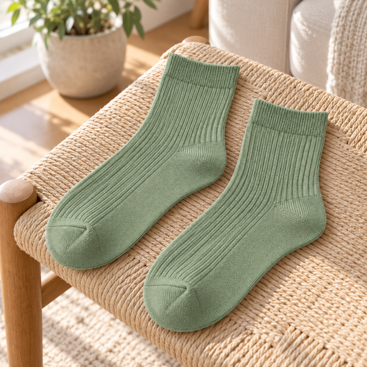 Weanave Ribbed Knit Ankle Socks – 5 Pairs