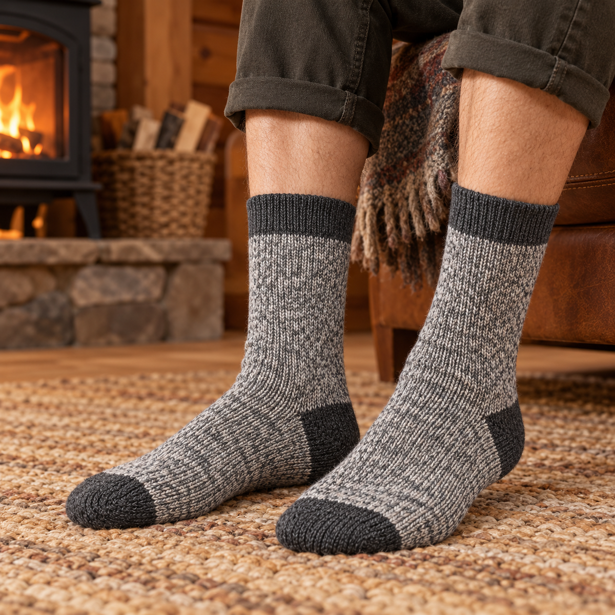 Weanave Heather Knit Winter Crew Socks – 5 Pairs