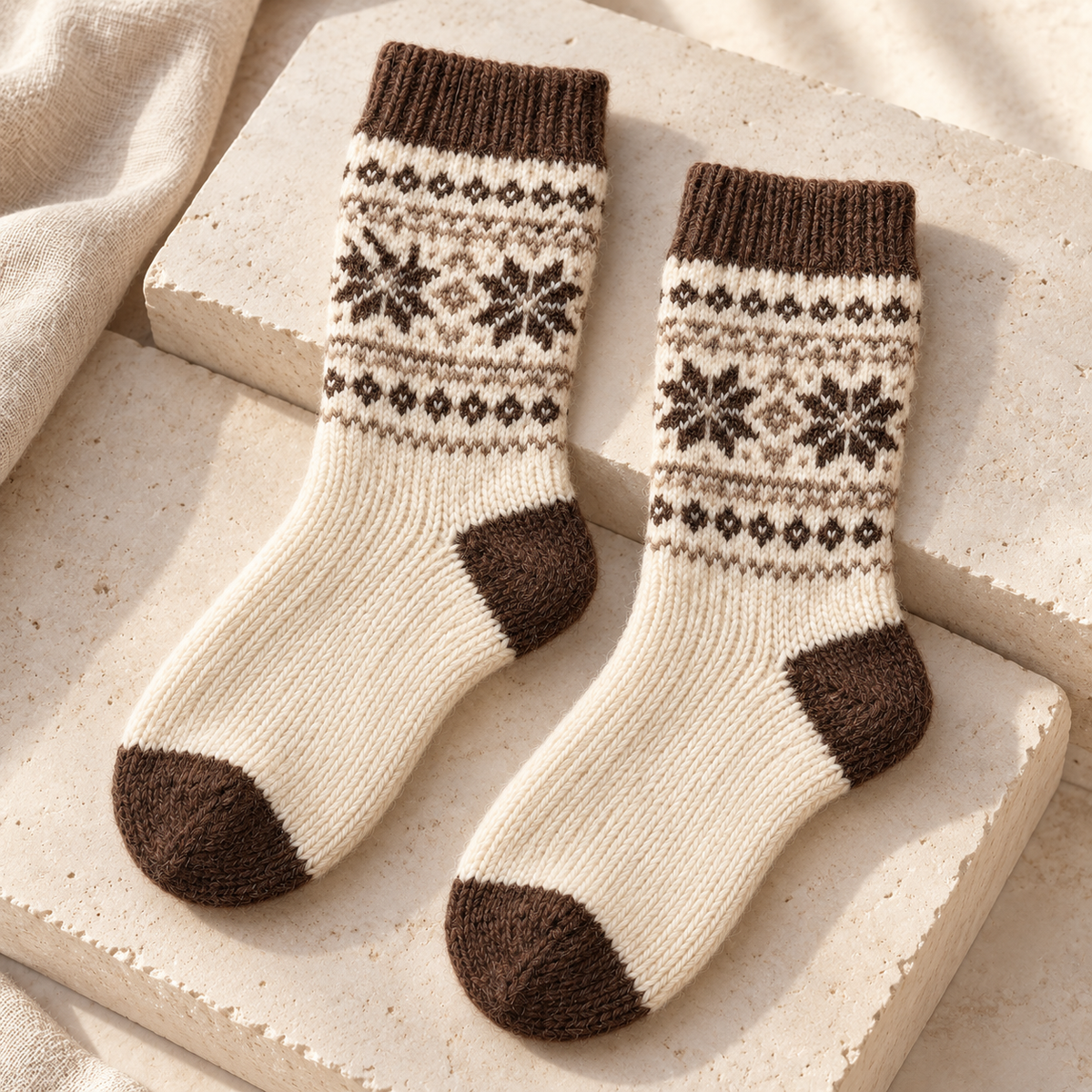 Weanave Fair Isle Pattern Cozy Knit Socks – 5 Pairs