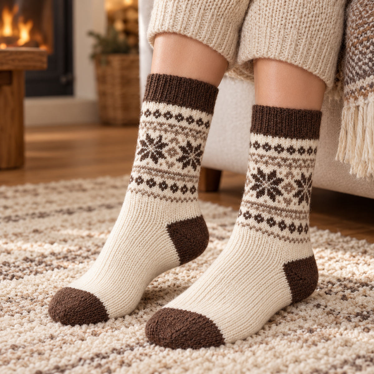 Weanave Fair Isle Pattern Cozy Knit Socks – 5 Pairs