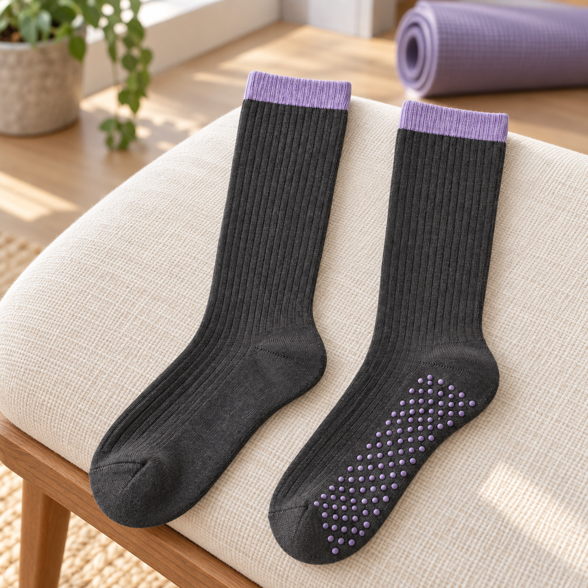 Weanave Non-Slip Grip Crew Socks – 5 Pairs