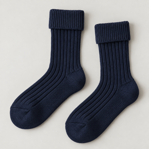 Weanave Fold-Over Ribbed Crew Socks – 5 Pairs