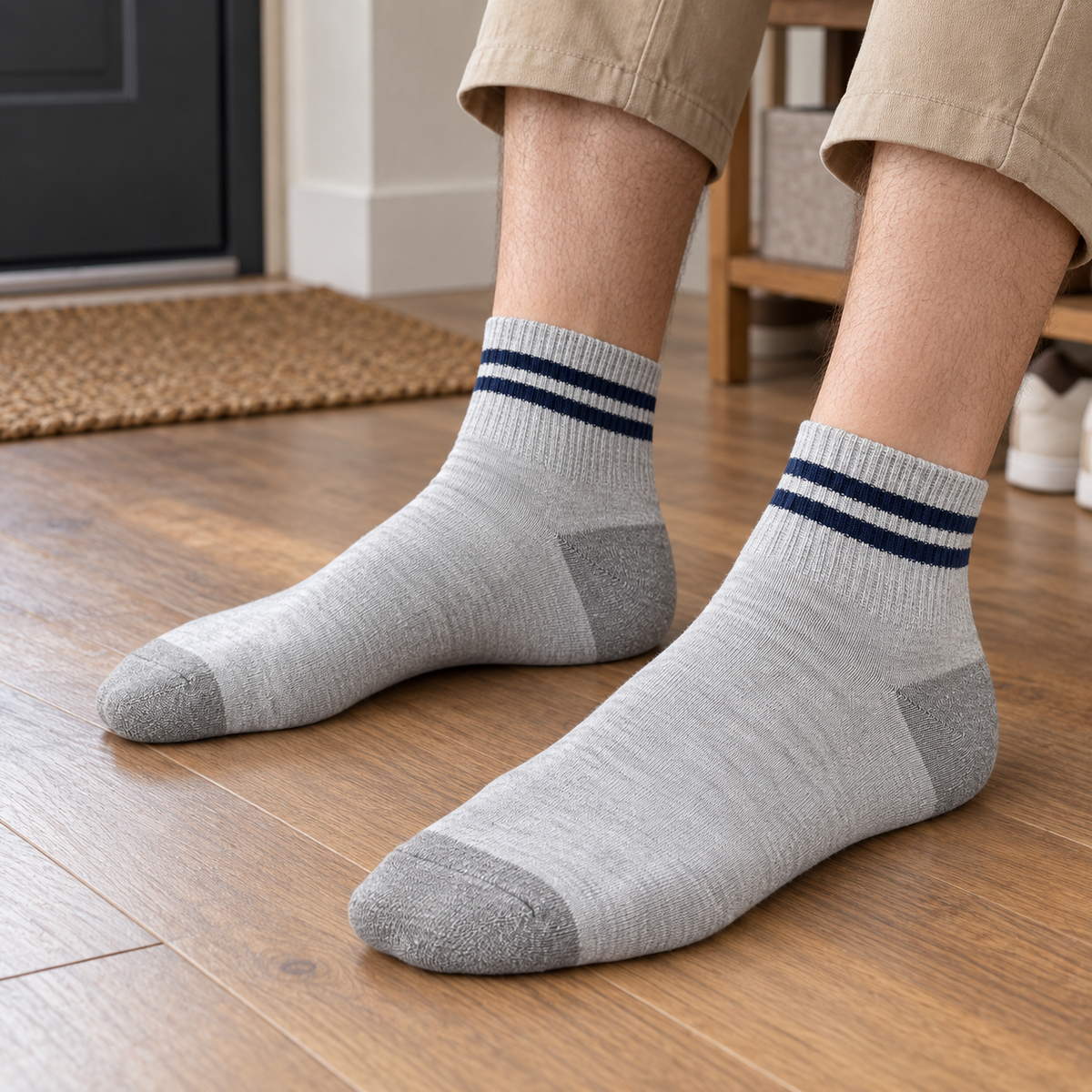 Weanave Striped Cotton Blend Ankle Socks – 5 Pairs